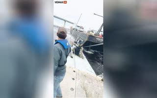 Barge Being Transported Loses Control, Slams into another Boat