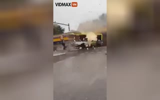 Bus Gets Cut In Half By Speeding Train, Miraculously, No One Was Injured