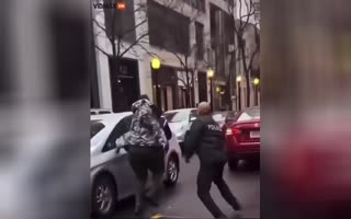 Chicago Cop Get Bowled Over By VERY LARGE Woman Stealing A Jacket