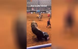 Father Runs into a Rodeo to Use His Body as a Shield for his KO'd Son