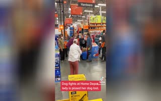 Two Dogs Have A Little Scuffle At Home Depot, Smaller Dog's Owners Has A Complete Meltdown