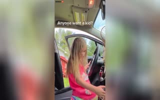 Little Girl Starts Her Mom's Car, Puts It In Reverse And Freaks Out