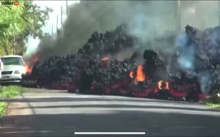 Hawaiian Volcano Lava Eats this Car in Seconds!