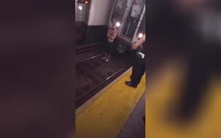 NYC Subway Goers Encourage a Homeless Man to Touch the 3rd Rail so they Can Get to their Locations Quicker