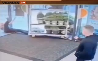 Italian Department Store Employee Nearly Kills a Customer with a Runaway Cart Full of Trees