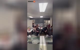 BACK BREAKER! Cop Nearly Snaps a Kids Back During a Cafeteria Spat Between Teens