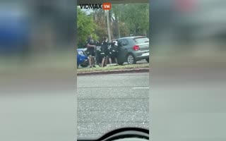 Two Girls Attempt to Flee with Cops on their Hood, BIG Mistake, Beatdowns Commence!