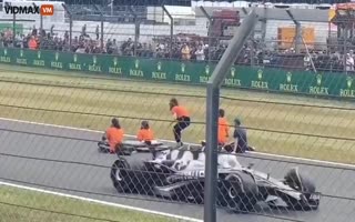 Anti-Oil Activists Get Dragged off a F1 Racing Track like Children During a 'Protest'