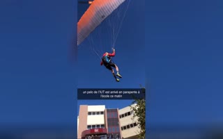 Dude Shows up to his College Classes using a Damn Paraglider! Smoothly Lands on the Campus