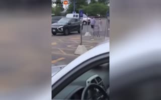 ENORMOUS Man Tries to Battle a Car His Weight, Ends up Being Catapulted Across the Parking Lot