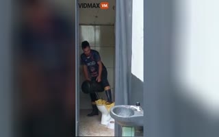 Unclogging a Toilet with a Blast from an Air Cannon turns into a Sh*tty Situation