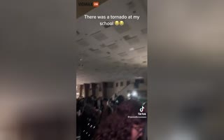 Tornado Strikes a Alabama High School, Water Pours in through the Ceiling