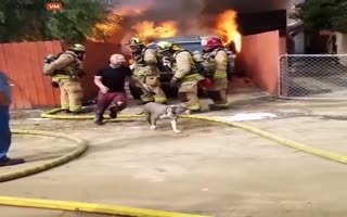 Total Badass Briming With Toxic Masculinity Runs Into Fire To Save Dog 