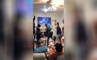 Idiot Destroys his TV and Snaps on his Friends After Losing his Super Bowl Bet