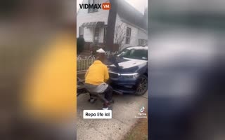 Jackass Almost Crushes His Own Child Attempting to Avoid a Car Repossession