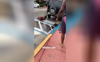 Attempted Murder? Woman Shoves an Unstable Guy into Traffic Guy Gets Smashed By Van