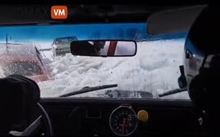 Terrifying Moment Canadian Ice Driving Nearly Ends in Drivers Being Swallowed by the Ice