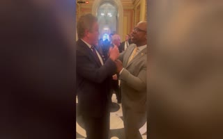 Liberal Blowhard, Congressman Jamaal Bowman Screams Lies At Congressman Massie Over Gun Control In Wild Shouting Match In The Hallway