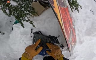 Skiier Accidentally Finds Snowbordered Buried Alive, Upside Down Under Snow