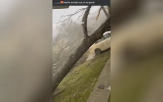 Crazy Dude Films The Deadly Arkansas Tornado From His Porch....OUTSIDE!