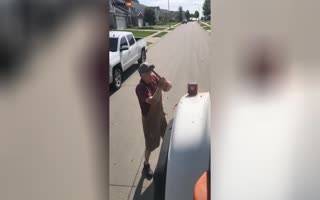 Old Man Snaps on the Workers Repairing a Concrete Road, Destroys the Truck