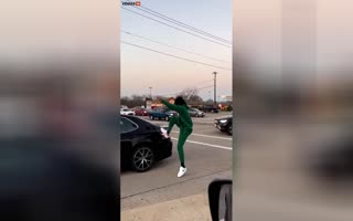 Jackass Kicks Cars And Tries To Start Fights At Busy Intersection For Clicks And Views