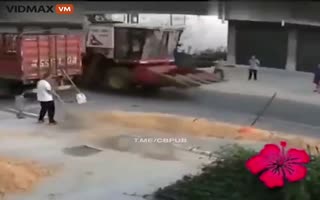Kid Gets Nearls Decapitated from Farm Equipment, Miraculously Gets Up and Walks Away As if Nothing Happened