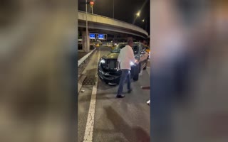 A man at JFK Airport Attempts to Stop His Car From Getting Repo'd by Backing It Up, DESTROYS The Car