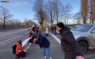 Anti-Oil Protester Blocking German Roadways Gets Slapped For Making this Guy Late