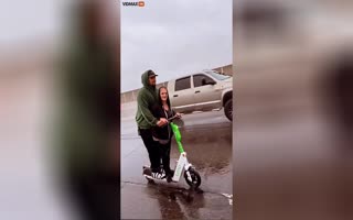 So Methed Up! Drug Addicts Caught Riding an Electric Scooter on the Damn HIGHWAY In a STORM!