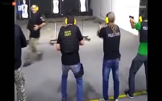 Marksman Police Trainer Takes Live Fire To the Next Level, Woddles In Front of the Students Shooting