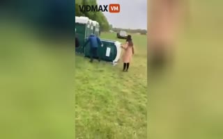 Sooo Gross! Tik Toker's Flip Over a Porta-Potty with People Inside Getting Busy