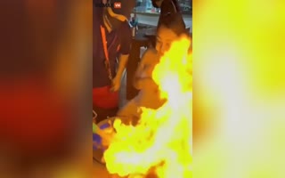 Waiters Fire Trick Just Engulged This Birthday Girl and her Friend in Flames