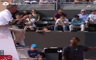 Tennis Player Thinks He's At Popeye's, Attacks Umpire Chair With His Racket, Gets Tossed From Lyon Open