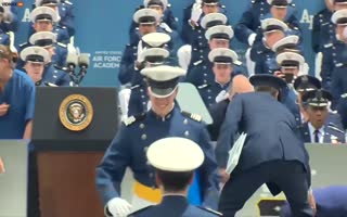 Pretend President, Joe Biden, Busts His Ass At the Air Force Academy Graduation