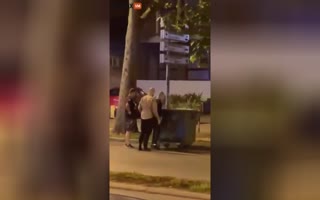 Serbians Handle a Man Wreaking Havoc on the Community By Making Him Clean Up the Dumpster He Knocked Over, then Tossed Him In