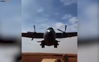 Out Of His Damn Mind! Soldier Play's Chicken with a C160 Landing in Mali by Laying on the Runway