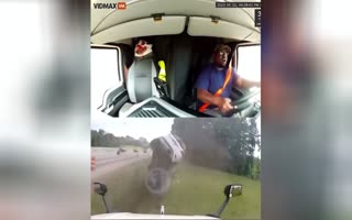 Moron Mistakes His Car Length and Pays the Price by Clipping a Semi On a Highway!