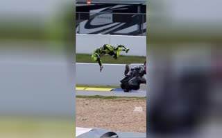 WILD Moto America Crash After a Bike is Leaking a Fluid on the Track, Catapults the Driver and Several Others