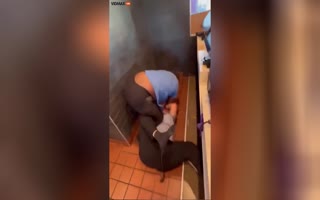 The Manager Must have Ordered a McBrawl Among Her Employees Because a McBeatdown has Commenced Behind the Counter