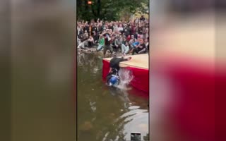 Skater Snaps BOTH Femur's Trying to Jump Over Water on a Ramp