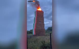 Man Takes a Tumble While Descending Northern Irish Orangemen's Day Tower