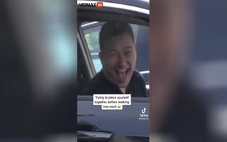 Dude Gets BUSTED Getting High AF Before Work in His Car