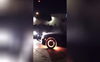 Punk Doing Donuts During Illegal Street Takeover Gets Some Sweet Karma When His Car Catches On Fire