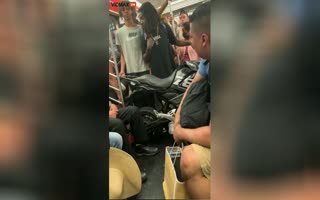 Douchebag Brings His Motorcycle Onto Subway Then Gets Pissed At Riders For Complaining About It