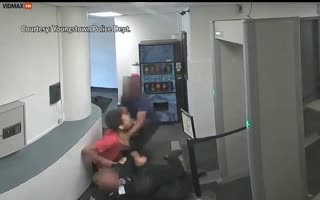 Man Enters Police Station And Attacks Cop For No Reason, Tries To Take His Gun