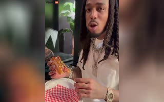 Rapper Quavo Shows Why So Many Rappers Go Broke By Eat A 100k Dollar Hot Dog