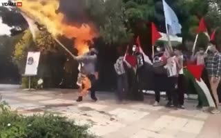 The Burning Of An Israeli Flag Goes As Pefectly As Karma Wanted It To
