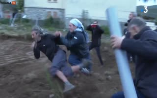 French Nun Takes Down Climate Protester Like The Bitch He Is