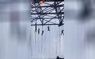 Harrowing Video Shows Half Dozen Construction Worker Dangling 50 Stories When Scaffold Collapses 
